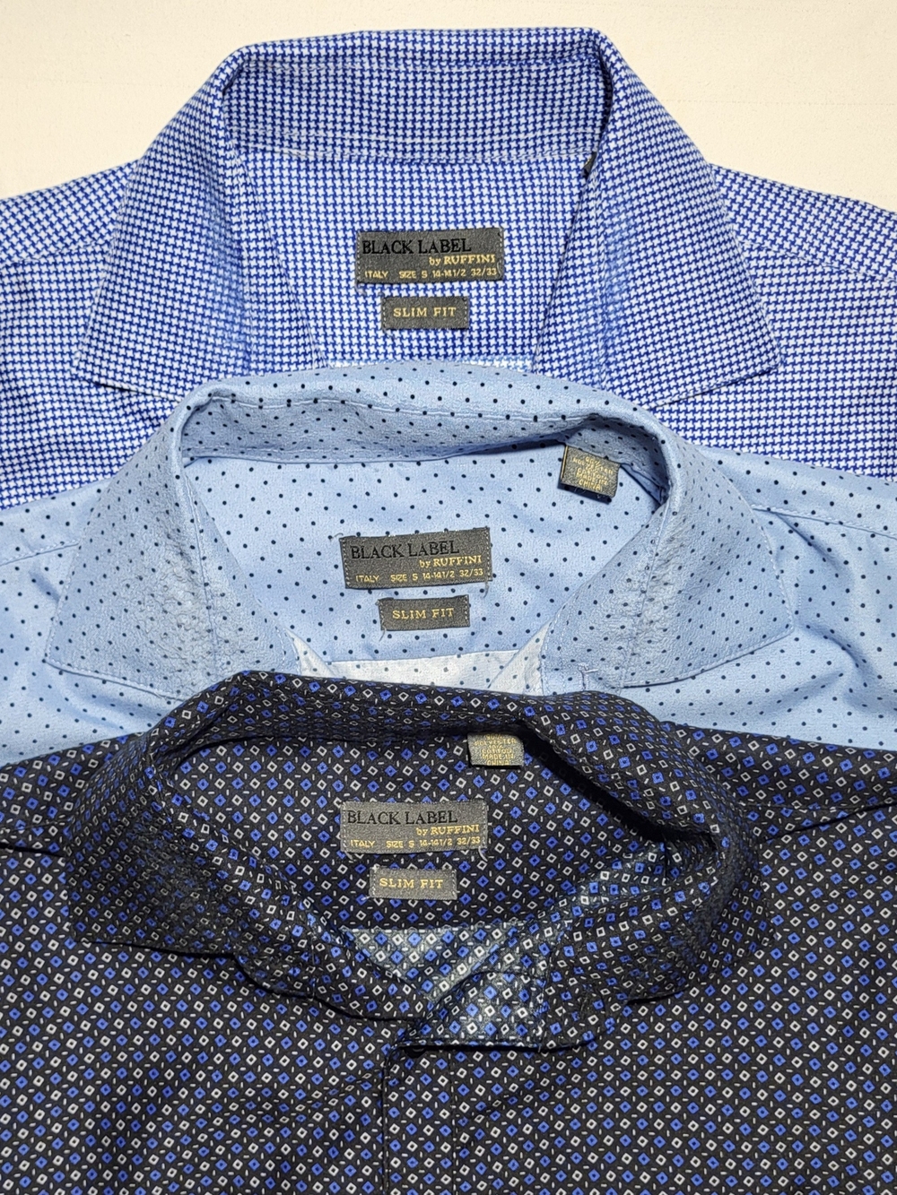 *BUNDLE* Black Label by Ruffini Italy Men's 3 Pack Blue Dress Shirts